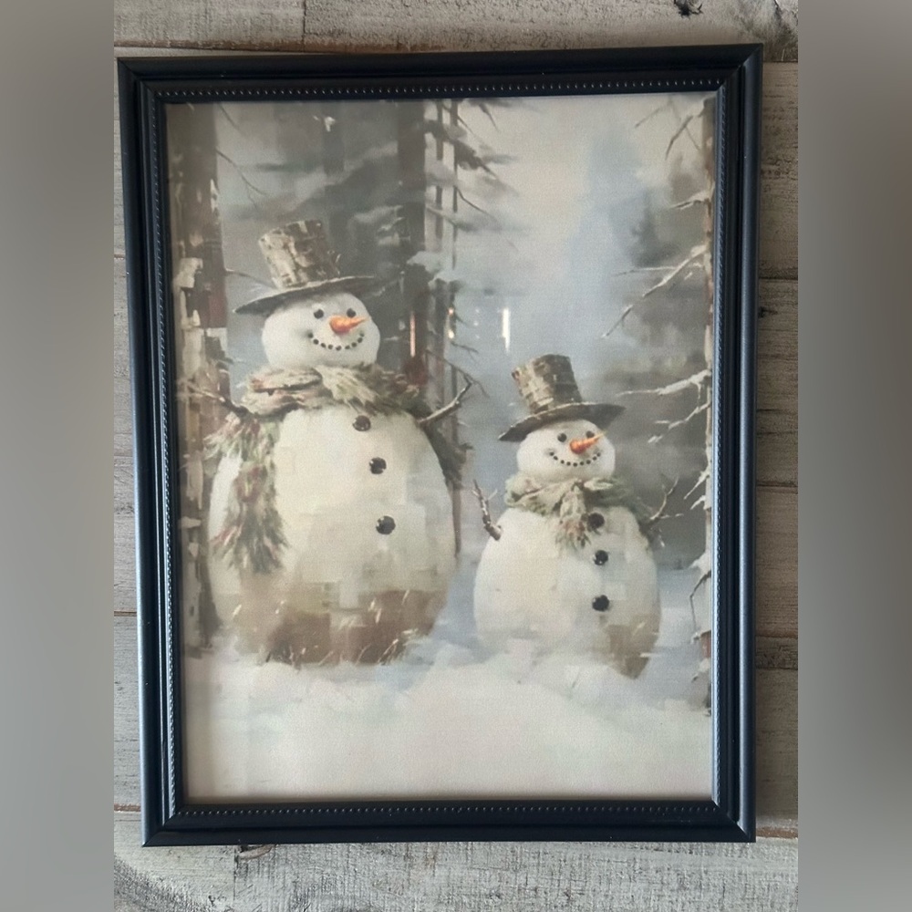 Retro framed 8x10” snowmen print